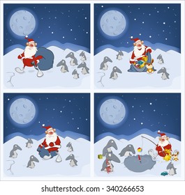 Adventures of a Santa Claus and. Cartoons and a penguins. Comics for you Design.