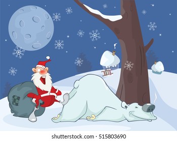 Adventures of a Santa Claus and Polar Bear. Comics for you Design.