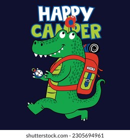adventurous crocodile in the wild vector design