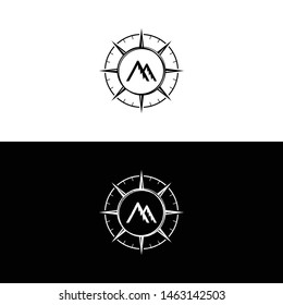 adventurous logo. vintage style with rustic effect. adventure. the concept of compass.