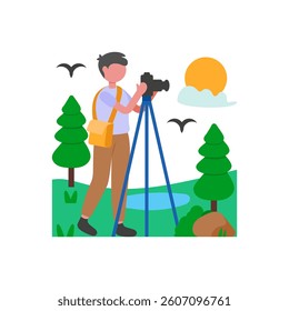 Adventurous Outdoor Vlogging Content Flat Vector Illustration