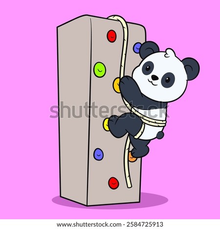 Adventurous Panda Rock Climbing – Cute and Sporty Cartoon Animal
