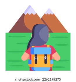 Persona aventurera, icono editable plano del montañista