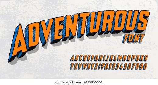 Aventuroso; tipo de letra de un libro de historietas retro, ideal para los conceptos de camisetas y otros diseños imprimibles