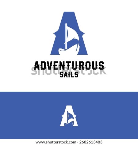 Adventurous Sails logo with an A initial combined with negative spaces of boat.