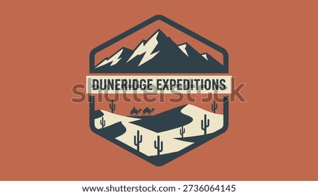 Adventurous Vintage Logo Design for Desert Expeditions and Travel Vector Illustration 