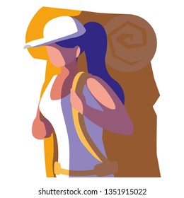 adventurous woman with travelbag