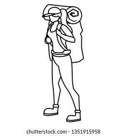 adventurous woman with travelbag