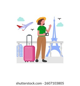 Adventurous World Traveler Lifestyle Flat Vector Illustration