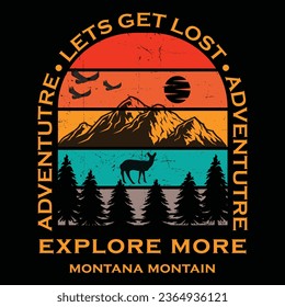 adventutre . lets get lost. adventutre explore more montana montainillustrations with patches for t-shirts and other uses