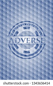 Adverse blue hexagon badge.