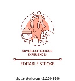 Adverse Childhood Experience Terracotta Concept Icon. Effects Of Abuse And Neglect Abstract Idea Thin Line Illustration. Isolated Outline Drawing. Editable Stroke. Arial, Myriad Pro-Bold Fonts Used