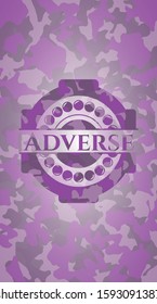 Adverse pink camouflaged emblem. Vector Illustration. Detailed.