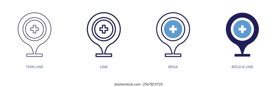 Adverse reaction icon in 4 different styles. Thin Line, Line, Bold, and Bold Line. Duotone style. Editable stroke.
