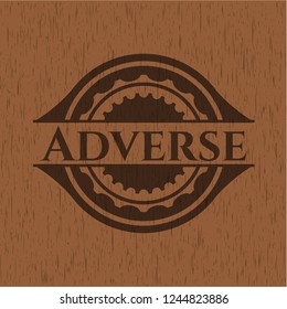 Adverse wooden emblem. Vintage.