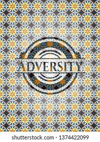 Adversity arabic style emblem. Arabesque decoration.