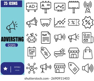 Adversting vector icon bundle set