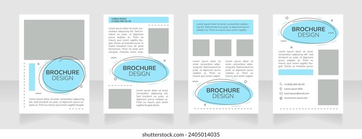 Advert campaign white and blue blank brochure layout design. Promo service. Vertical poster template set with empty copy space for text. Premade corporate reports collection. Editable flyer paper page