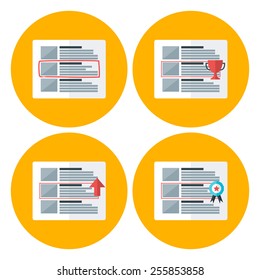 Advert flat circle icons set. Flat stylized icons set 