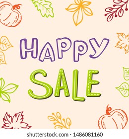 Advertise banner for autumn sale. Vector illustration for seasonal discounts with spirit of fall season. Harvesting and farming theme