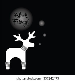 Advertise banner of seasonal discounts with deer and elk in sweaters. Made in vector, easy recolor.