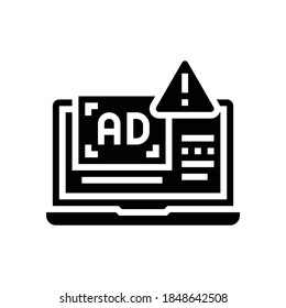 advertise laptop screen glyph icon vector. advertise laptop screen sign. isolated contour symbol black illustration
