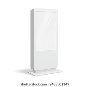 Advertise retail stand display mockup. Isolated 3d vector outdoor billboard for showcasing product or promotions. Durable and weather-resistant screen attract attention and boosts visibility on street