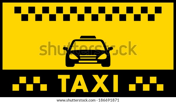 advertise\
taxi background with black cab car\
silhouette