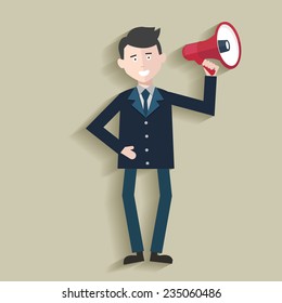 Advertise,Megaphone,Human resource,Businessman design,clean vector