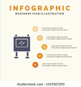 Advertisement, Advertising, Billboard, Poster Solid Icon Infographics 5 Steps Presentation Background