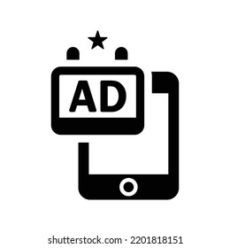 Advertisement, advertising icon. Black vector graphics.