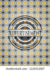 Advertisement arabic style badge. Arabesque decoration.