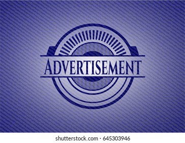 Advertisement badge with jean texture