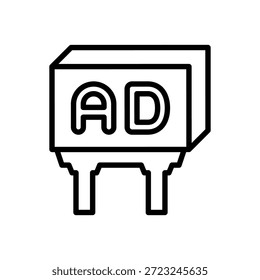 Icono de la cartelera del anuncio, gráfico del Vector de la línea