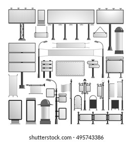 Advertisement billboards and outdoor advertisement templates vector illustration, Road empty ad canvas construction for different print design