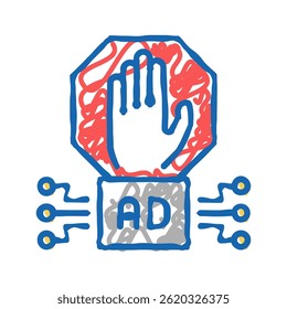 advertisement block technology doodle icon sketch vector. advertisement block technology sign. isolated symbol illustration