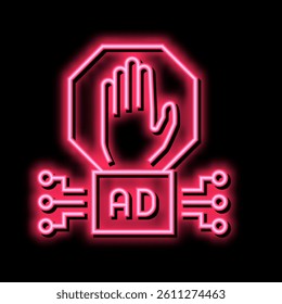 advertisement block technology neon light sign vector. advertisement block technology sign. isolated symbol illustration