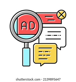 publicidad en el vector de iconos de color de comentarios. anuncio en el signo de comentarios. ilustración de símbolo aislado