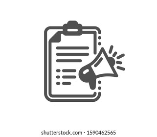 Advertisement device symbol. Megaphone checklist icon. Brand ambassador sign. Classic flat style. Simple megaphone checklist icon. Vector