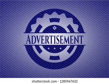 Advertisement emblem with jean texture