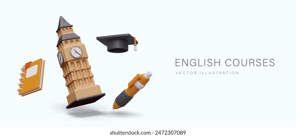 Publicidad de cursos de inglés. Invitación a la lección