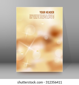 Advertisement flyer design elements. Cappuccino background with elegant graphic stars bright light rays from. Vector illustration EPS 10 for template brochure, layout leaflet, cafe menu card