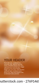 Advertisement flyer design elements. Chocolate  background with elegant graphic stars bright light rays from. Vector illustration EPS 10 for template brochure, layout leaflet, cafe menu card 