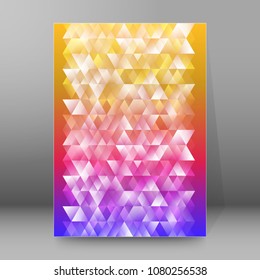 Advertisement flyer design elements. Mesh yellow purple gradient background with elegant graphic mosaic bright light. Vector illustration EPS 10 for template brochure, layout leaflet, newsletters