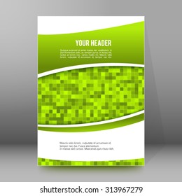 Advertisement flyer design elements. Mesh green background with elegant graphic mosaic bright light. Vector illustration EPS 10 for template brochure, layout leaflet, newsletters