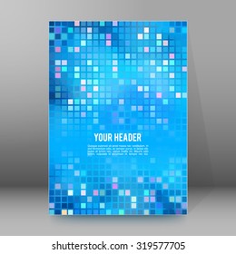 Advertisement flyer design elements. Mesh blue background with elegant graphic mosaic bright light. Vector illustration EPS 10 for template brochure, layout leaflet, newsletters