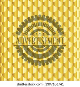 Advertisement gold emblem. Scales pattern. Vector Illustration. Detailed.