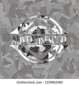 Advertisement grey camo emblem