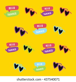 Advertisement for happy sweet playing summer - colorful funny mouse and letters, illustration for greeting card, t-shirts and bags print, scrapbooking
