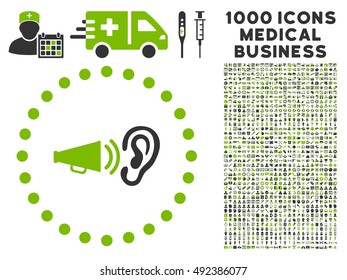 Advertisement icon with 1000 medical commercial eco green and gray vector pictograms. Clipart style is flat bicolor symbols, white background.